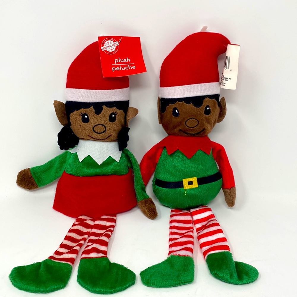 ‼️ Boy & girl 15" African American Christmas Elves Holiday Plush Elves - Soft